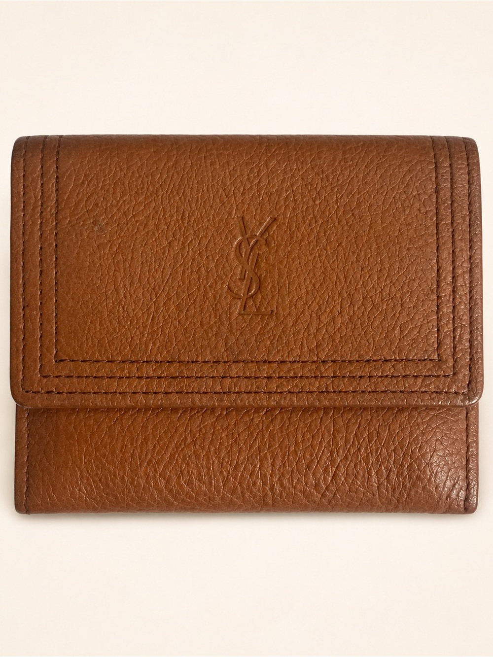 Vintage YSL Yves Saint Laurent Brown Leather Coin Pouch Card Case